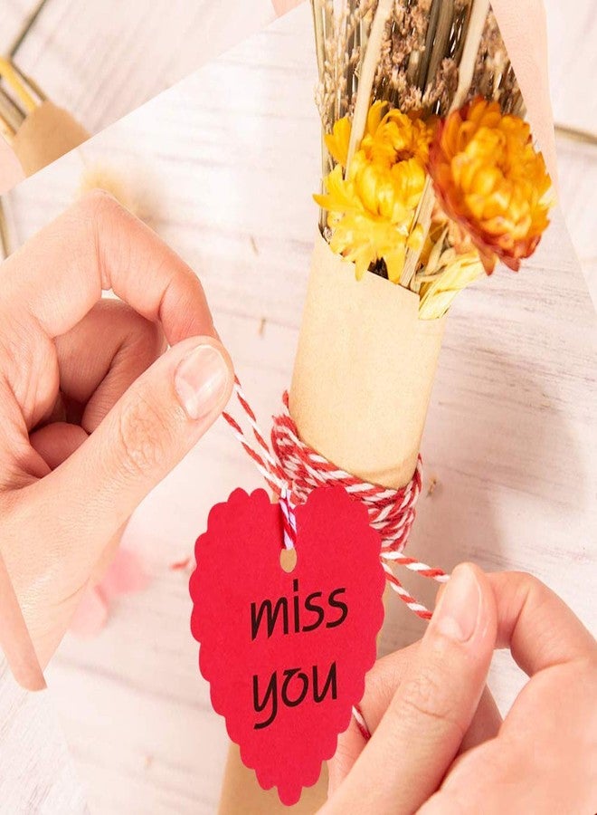 TrlaFy 100PCs Valentine Gift Tags Heart Kraft Paper Gift Tags with String for Wedding Party Gift Wrapping Hang Label - Image 2